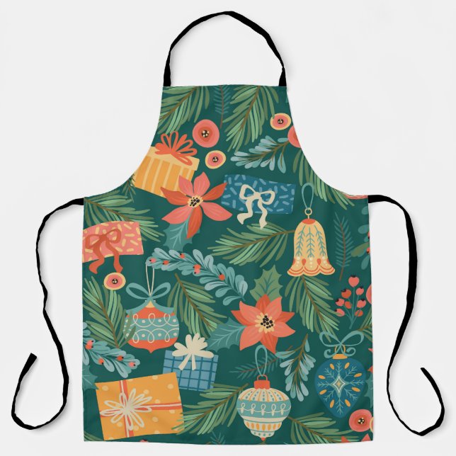 Christmas Toys, Trendy Retro Pattern. Apron (Front)