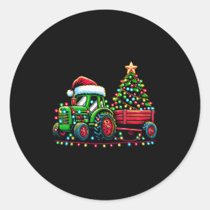 Christmas Tractor Boys Santa Xmas Farm Truck Classic Round Sticker
