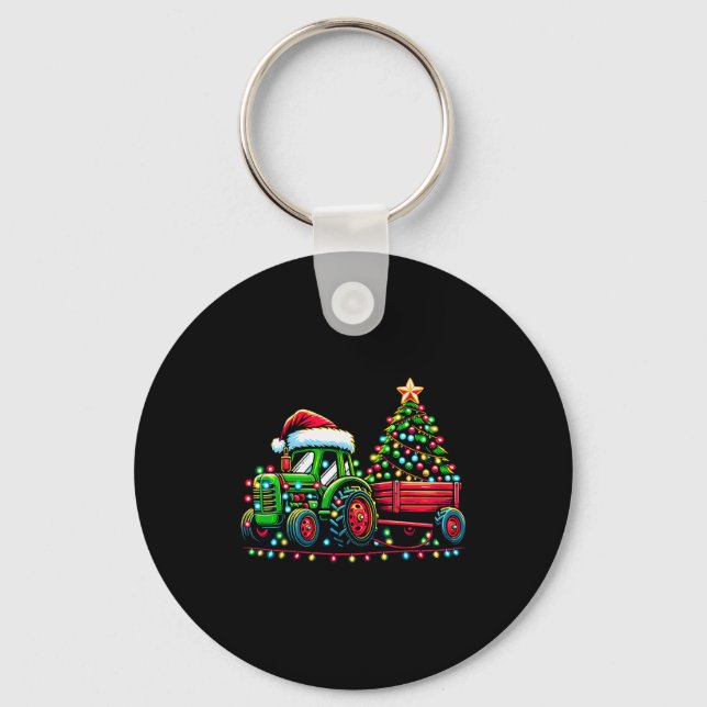 Christmas Tractor Boys Santa Xmas Farm Truck  Key Ring (Front)