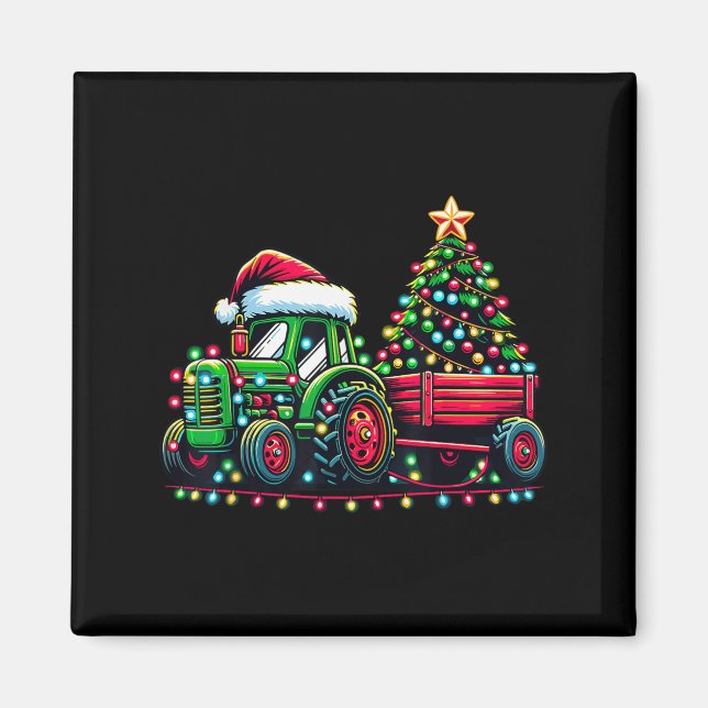 Christmas Tractor Boys Santa Xmas Farm Truck  Magnet (Front)