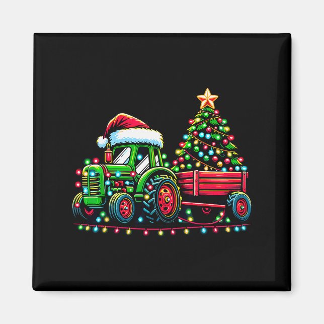 Christmas Tractor Boys Santa Xmas Farm Truck  Magnet (Front)