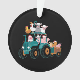 Christmas Tractor Farm Funny Holiday Ornament