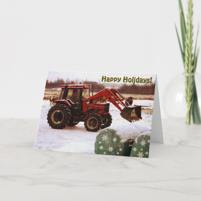 Christmas Tractor Holiday Card (Front)