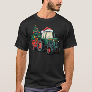 Christmas Tractor Santa Xmas Farm Truck Kids Boys T-Shirt