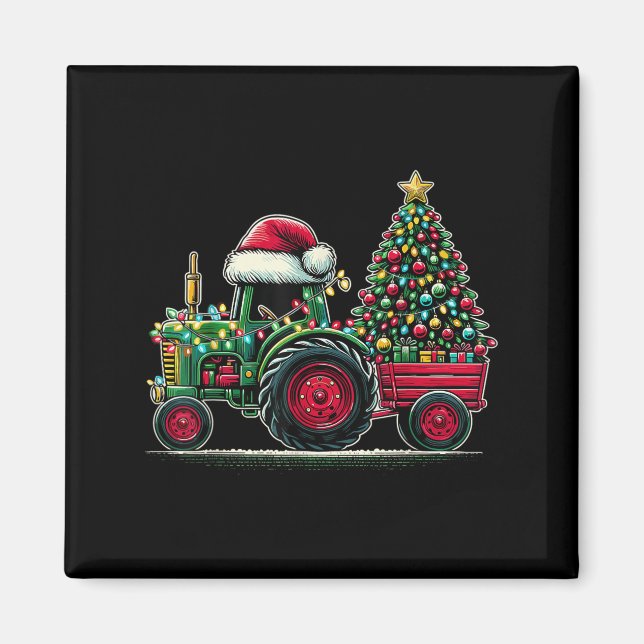 Christmas Tractor Santa Xmas Farm Truck  Magnet (Front)