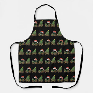 Christmas Tractor With Tree Farmer Farm Apron