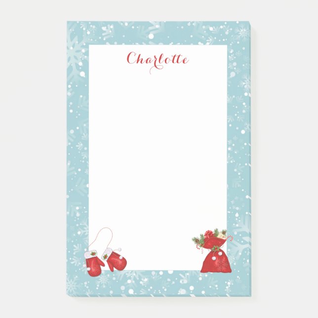 Christmas Traditional Festive Personalised Post-it Notes (Front)