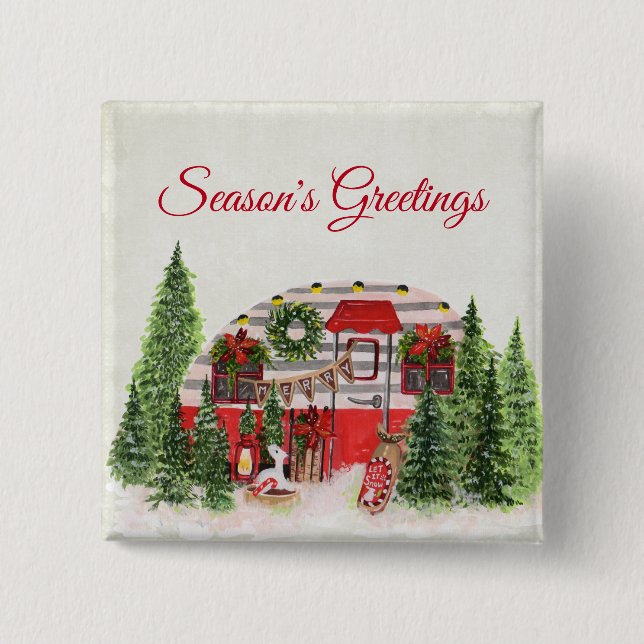  Christmas Trailer Camper Outdoorsy Theme 15 Cm Square Badge (Front)