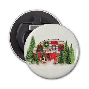Christmas Trailer Camper Outdoorsy Theme Bottle Opener