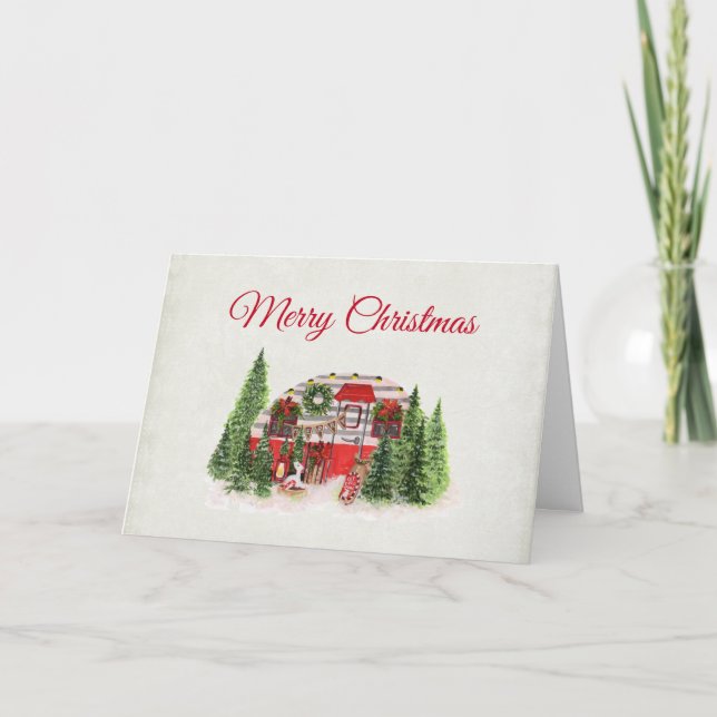 Christmas Trailer Camper Outdoorsy Theme Card (Front)