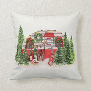 Christmas Trailer Camper Outdoorsy Theme Cushion