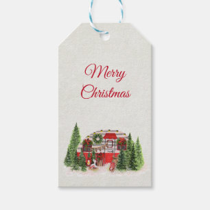 Christmas Trailer Camper Outdoorsy Theme Gift Tags