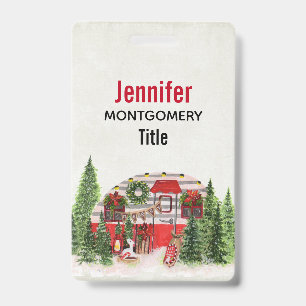 Christmas Trailer Camper Outdoorsy Theme ID Badge