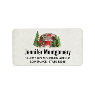 Christmas Trailer Camper Outdoorsy Theme Label