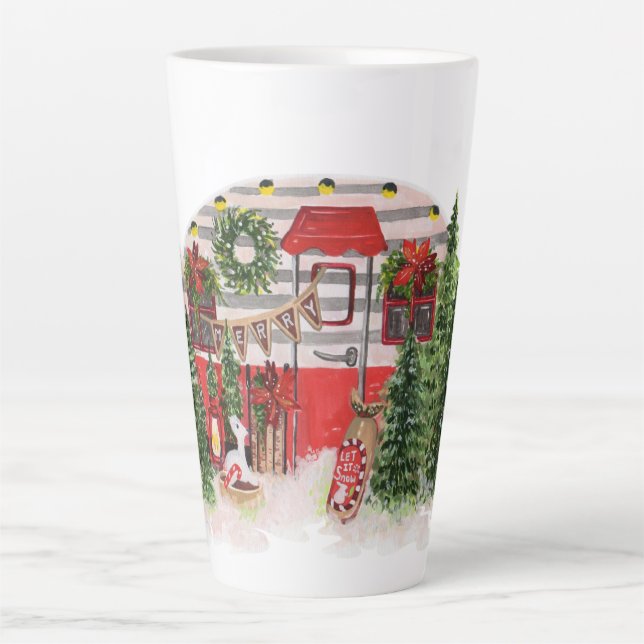 Christmas Trailer Camper Outdoorsy Theme Latte Mug (Front)