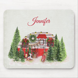 Christmas Trailer Camper Outdoorsy Theme Mouse Pad