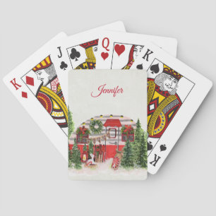 Christmas Trailer Camper Outdoorsy Theme Playing Cards