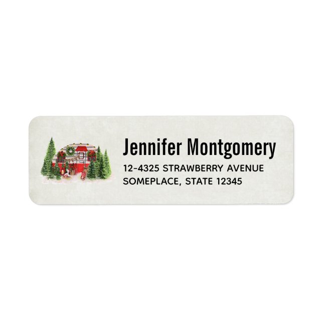 Christmas Trailer Camper Outdoorsy Theme Return Address Label (Front)