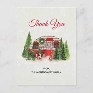 Christmas Trailer Camper Outdoorsy Theme Thank You Postcard