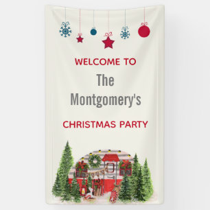  Christmas Trailer Camper Rustic Scene Banner