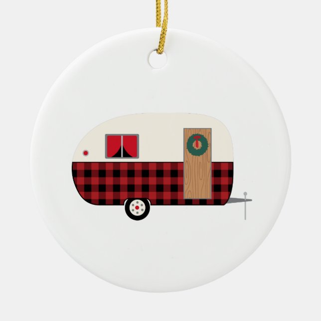 Christmas Trailer Ceramic Ornament (Front)