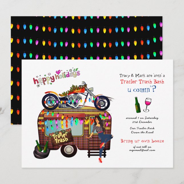 Christmas TRAILER TRASH BASH Funny Party Invitation (Front/Back)