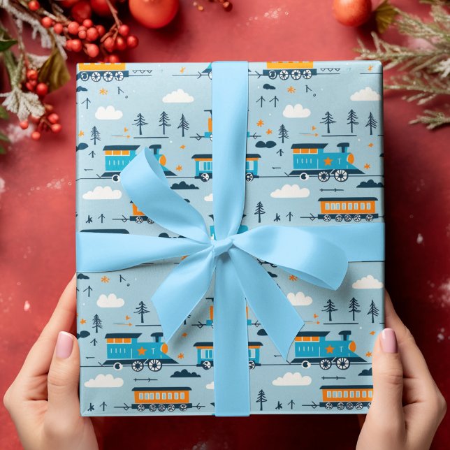Christmas Train and Trees  Wrapping Paper Sheet (Creator Uploaded)