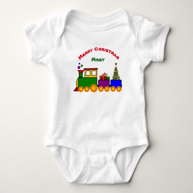 Christmas Train Baby Romber Baby Bodysuit (Front)