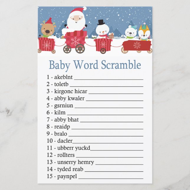 Christmas train Baby word scramble game (Front)