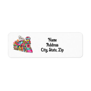Christmas Train Boho Cute Pink Holiday Address Return Address Label