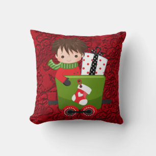Christmas Train Boy Presents And Stockings Cushion