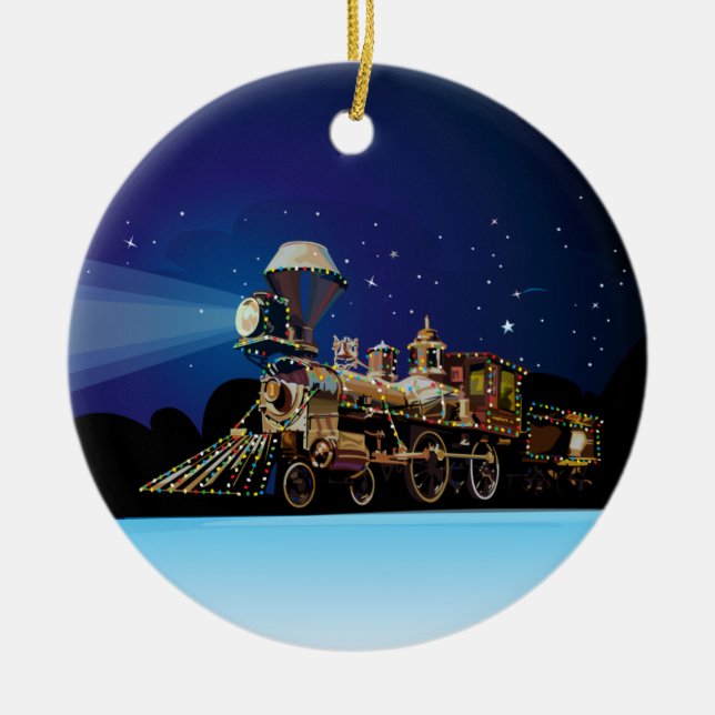 Christmas Train Ceramic Ornament (Front)