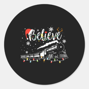 Christmas Train Christmas Believe Polar Express Xm Classic Round Sticker