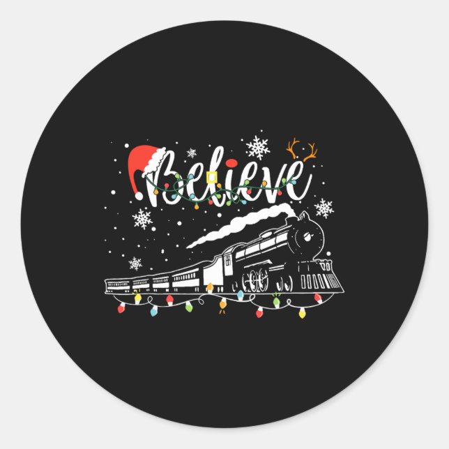 Christmas Train Christmas Believe Polar Express Xm Classic Round Sticker (Front)