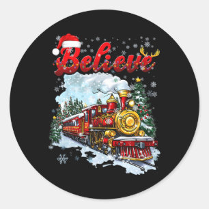 Christmas Train Christmas Believe Polar Express Xm Classic Round Sticker