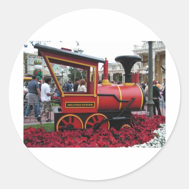 Christmas Train Classic Round Sticker (Front)