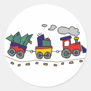Christmas Train Classic Round Sticker