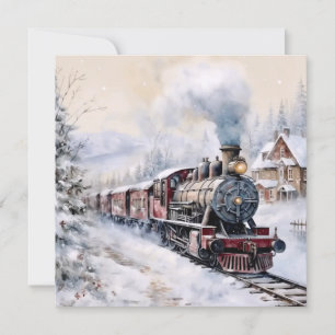 Christmas Train Flat Holiday Card