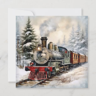 Christmas Train Flat Holiday Card