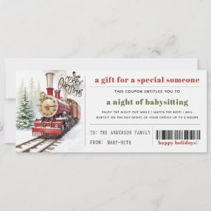 Christmas Train in Snow Christmas Gift Coupon Holiday Card