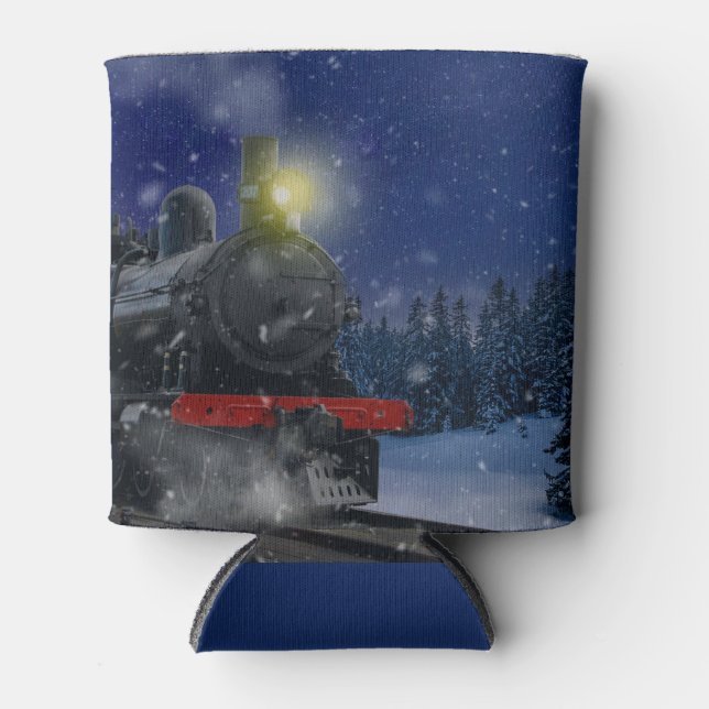 Christmas Train in the snow     Can Cooler (Front)