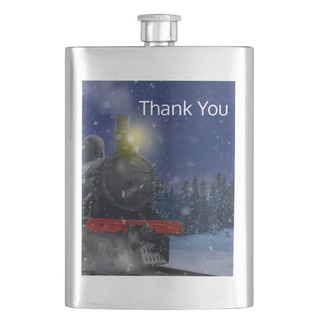 Christmas Train in the snow        Hip Flask (Front)