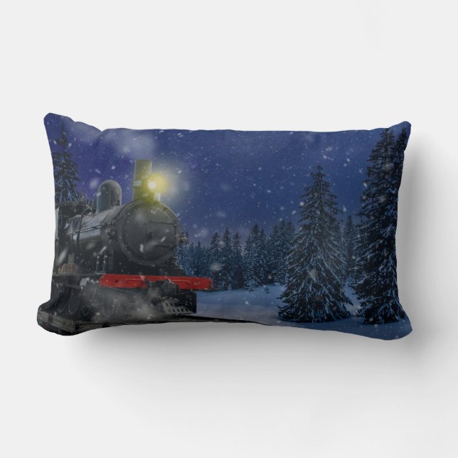 Christmas Train in the snow               Lumbar Cushion (Front)