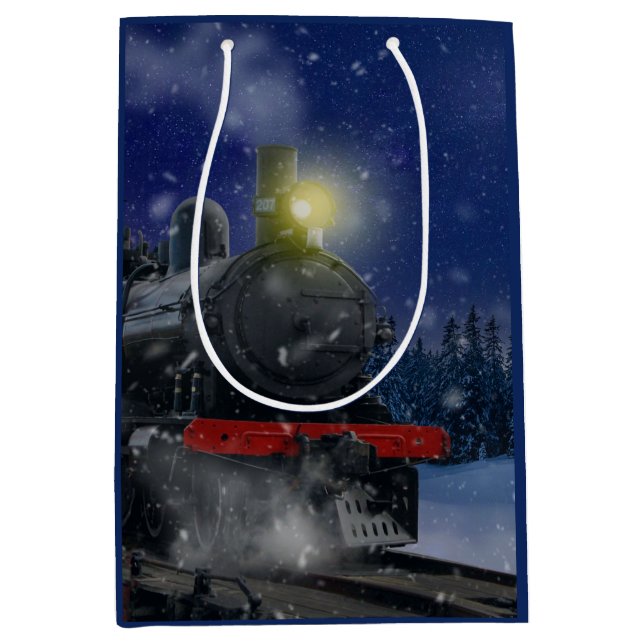 Christmas Train in the snow      Medium Gift Bag (Front)