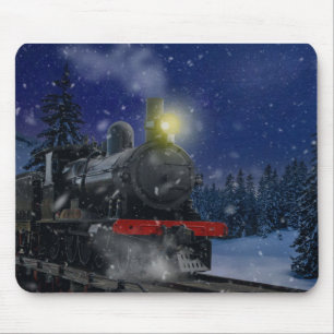 Christmas Train in the snow Mouse Pad