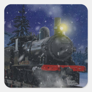 Christmas Train in the snow Square Sticker