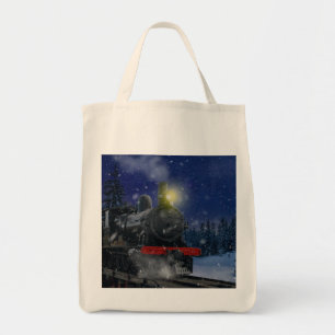 Christmas Train in the snow Tote Bag