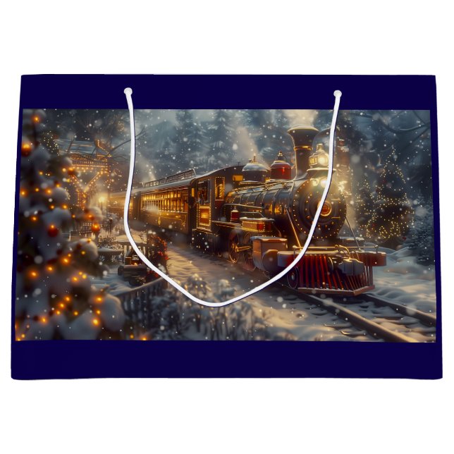 Christmas Train Large Gift Bag (Front)