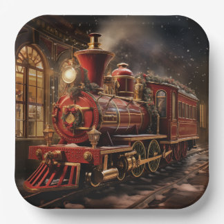 Christmas Train Paper Plate