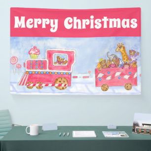 Christmas Train Party Banner Decoration 